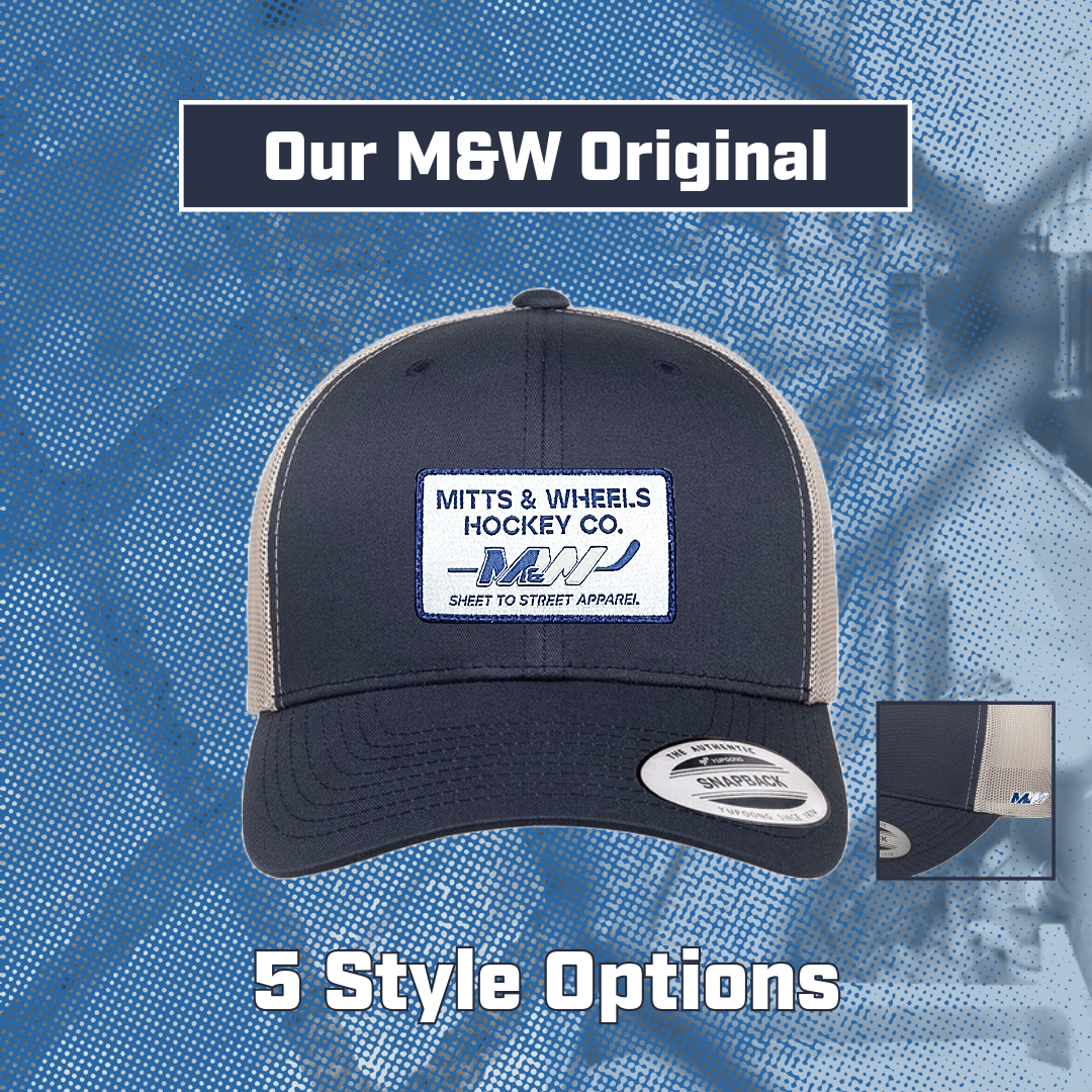 M&W Original - Navy/Silver, Yupoong 6606 YP Classics Retro Trucker Cap (Unisex) from Mitts & Wheels Hockey Co.